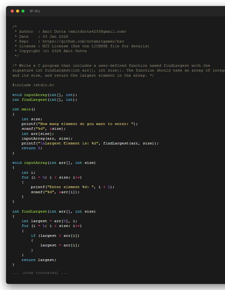 Write a C program that includes a user-defined function named findLargest with the signature int findLargest(int arr[], int size);. The function should take an array of integers and its size, and return the largest element in the array.
